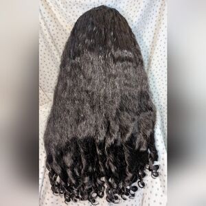 22" Synthetic V Part Wig Afro Kinky Burmese Curl Lightweight Easy Wear GWP NWT